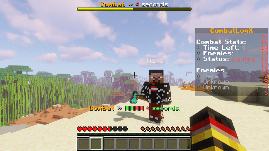 Przykładowe działanie wtyczki podczas walki