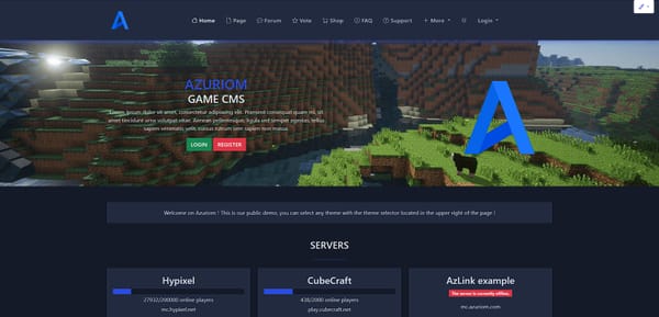 Azuriom – własna strona, itemshop i blog serwera Minecraft